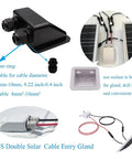 Drill Free Solar Panel Mounting Bracket Kit with ABS cable entry gland and rubber ring for RVs and boat decks installation.