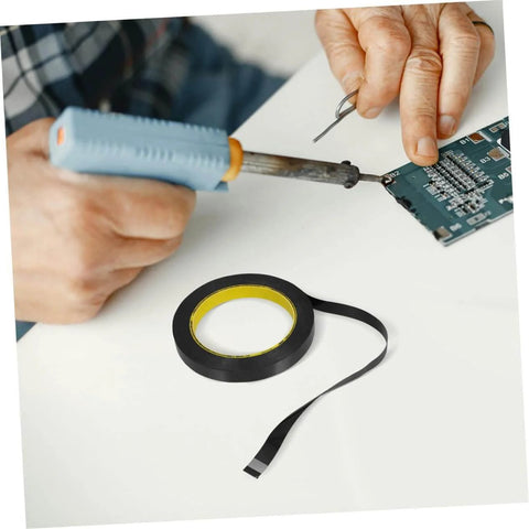 Light Shielding Tape Blackout Tape For Monitors And Windows Blocks Light Pollution And Screen Glare shown on desk next to soldering setup