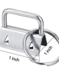 60 Set Key Fob Hardware Kit With 1In Base 25mm And 0.63In Inner Top 16mm 0.9In Outer Top 23mm Includes 60 Fobs And 60 Split Keyrings