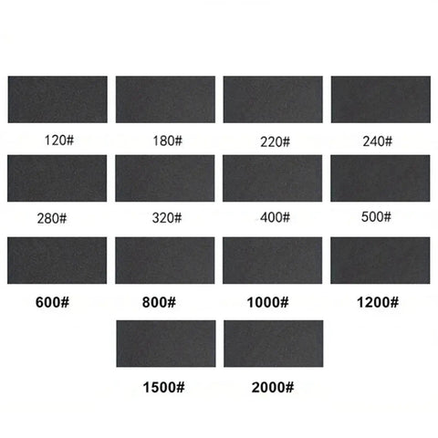Grab Your Ultimate 60 Piece Sandpaper Pack For Wood Metal And Car Detailing! Grit sizes from 120# to 2000# displayed.