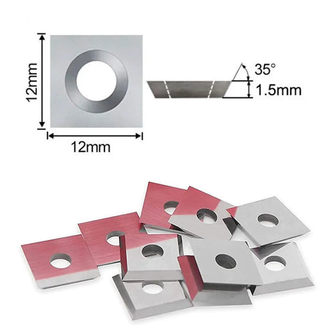 Ten Pack 12X12X1.5mm Carbide Router Blade Inserts For Slab Surfacing Four Cutting Edges Reversible Square Replacement Blades