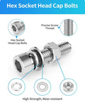 Solid Bad Ass 2000 Piece 304 Stainless Steel Hex Socket Screw Kit M2 M3 M4 M5 Metric Assortment With Nuts Lock Washers Flat Washers Plus Four Allen Wrench Keys For Any Repair Job You Gotta Fix Around House Or Workshop Today hex socket head cap bolt, washers, and nut