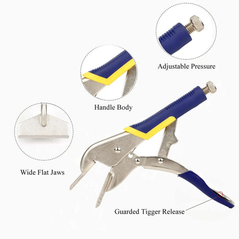 10 Inch Hand Seamer for Sheet Metal Bending with locking mechanism and flat jaw, heavy-duty duckbill pliers, pro grade high carbon steel