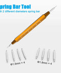 Pro Grade Watch Pin And Spring Bar Tool Set With Four Heavy Duty 1.8mm Spring Bars And Four Stainless Steel 1.5mm Pins