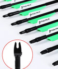 30 Inch Fiberglass Archery Practice Arrows With Replaceable Arrowheads And Nickel Plated Stainless Steel Tips Spine 500 8mm Diameter GPI 13 For Recurve And Compound Bows Target Practice showing nock detail