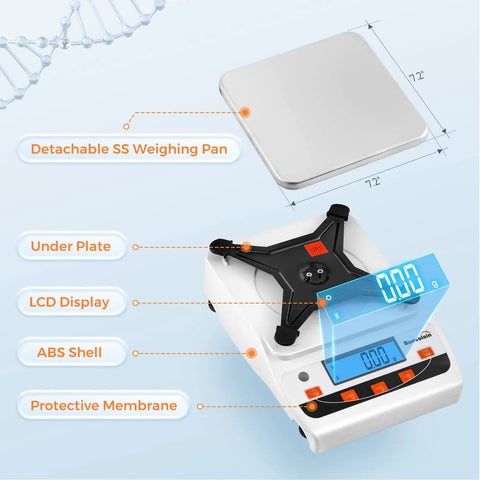 Pro Grade High Precision Lab Scale 5000g/0.01g With Large Plate USB Data Transfer Electronic Analytical Balance display