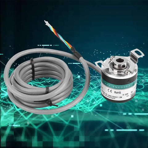 Rugged 24V Photoelectric Rotary Encoder ABZ 3 Phase Hollow Shaft High Precision Industrial Encoder for CNC Machines with cable