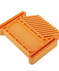 Adjustable Featherboard For Woodworking Safety On Table Saws Router Tables And Band Saws Hella Durable Stackable Push Guide in bright orange.