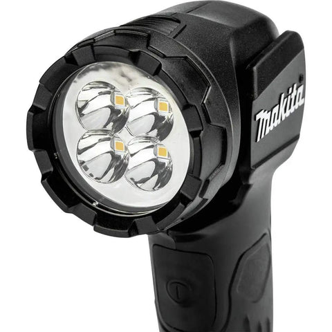DML815B 18V LXT Lithium Ion Cordless LED Flashlight With 12 Position Pivoting Head 60 to 110 Degrees 160 Lumens Black front view