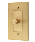 Solid Brass Dimmer Switch With Knurled Rotary Knob, 120V AC UL Listed Flicker Free Dimming on brushed brass wall plate