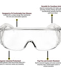 Front view of OTG Safety Glasses For Over Eyeglasses Pack Of 4 For Men And Women Anti Fog Dust Proof UV Protection ANSI Z87 1 Scratch Resistant