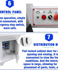 INTBUYING pneumatic hinge boring insertion machine; white metal housing with control panel and red emergency stop