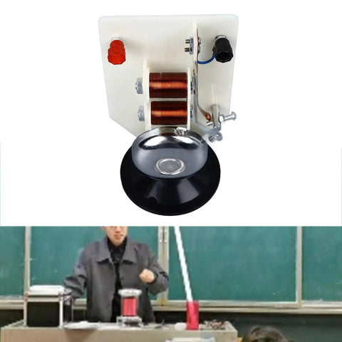 Top Shelf Electric Vertical Acoustics Demonstration Kit For Classroom Physics Labs And Science Teaching Aid showcasing electric bell with copper coils.