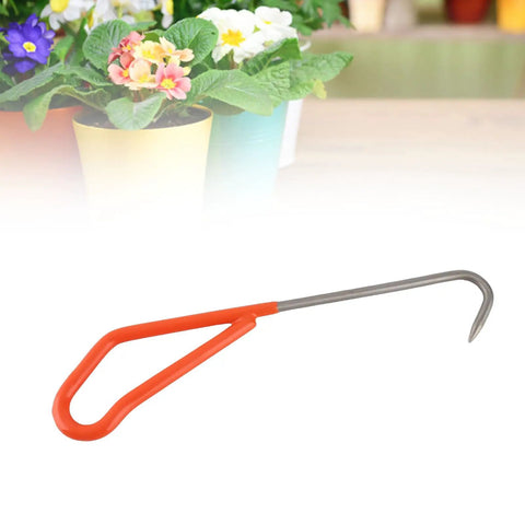 Dope Root Hook Tool for Bonsai Care and Soil Loosening, 8.5 Inch Metal Gardening Tool for Gentle Root Stretcher and Easy Repotting of Potted Plants, Built Tough for Bonsai Enthusiasts. Orange metal root hook for repotting potted plants