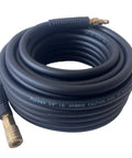 Heavy Duty Air Hose 3/8 In 50 Foot Run Built Tough As Nails zero hassle kink free hybrid rubber PVC line with brass coupler.