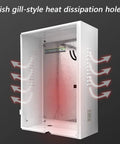 Heavy Duty EV Charger Cover Wall Mounted Rainproof Galvanized Steel Shield Hella Tough showing internal heat dissipation holes.