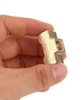 Brass Pneumatic Tee Fittings Block Shape Set 4 Pieces Pro Grade With Precision Threads Copper Connectors in hand