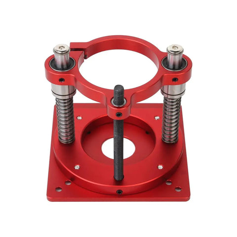 Heavy Duty Aluminum Router Lift Plate With 65Mm Bore Dead Simple Fit For Trimmers Smooth Ride Flip Base, red with springs.