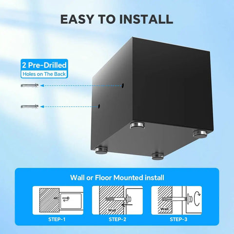 Tiny Home Safe With Electronic Keypad Lock For Cash Jewelry Passport Hidden Safe For Closet Dorm Room Black Portable Safe installation illustration