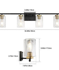 4 Light Bathroom Vanity Light Fixture Modern Black And Gold Sconce Wall Lights Over Mirror With Clear Glass Shades
