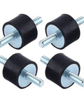 Heavy Duty M4 Rubber Anti Vibration Mounts, black rubber isolators with threaded metal studs for air compressor use.