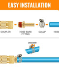 2 Pack 3/8 Barb To 1/4 NPT Brass Air Hose Fittings With Sealant And Clamps installation guide with components