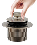 Hand operating One And Three Quarter Inch Threaded Tub And Shower Drain Kit With Push N Lock Drain Assembly Brushed Nickel Finish