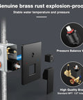 Black Shower Faucet Set With 10 Inch Rainfall Shower Head And Handheld 3 Function Shower System Brass Pressure Balance Valve