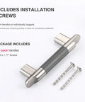 Knurled Cabinet Pulls Three And Three Quarters Inch Center To Center Five Pack In Grey And Brushed Nickel with screws shown