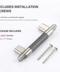 10 Pack Cabinet Pulls With Diamond Knurl Pattern In Grey Brushed Nickel, 10.5 Inch Length, screws beside handle