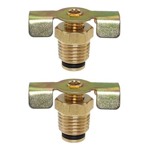 Two Pack One Quarter Inch NPT Brass Air Compressor Drain Valves Wing Type Plug Valve For Air Compressors Storage Tanks And Gas Cylinders