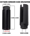 Seven Eighths Inch Offset Oxygen Sensor Socket With Side Wire Cutout 6 Point Slotted 22mm Chrome Vanadium Steel Black Finish
