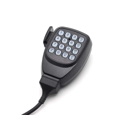 DTMF Microphone for Kenwood Radios 8 Pin Remote Speaker Mic with easy dial keys and rugged build on white background