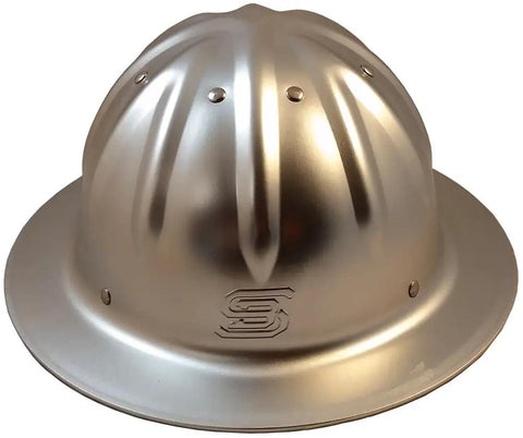 Aluminum Full-Brim Hard Hat With Ratchet Suspension, Silver Finish, ANSI Z89.1 Type 1 Class C Safety Helmet, One Size