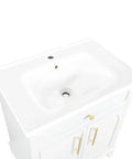 HAOCHRYSYPH Ceramic Basin, Sink Only, White, 27.83 x 18.70 x 7.00 in, top view showing single sink and integrated design.