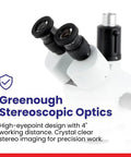 Professional Trinocular Stereo Zoom Microscope With Boom Stand, Long Working Distance, 10X Super Widefield Eyepieces, Adjustable Interpupillary, A Solid Workhorse For Circuit Boards And Dental Appliances; 4-inch working distance