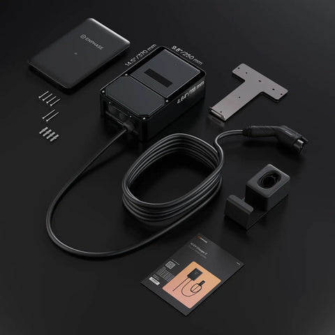 Next Level Smart Level 2 EV Charger 48 Amp Hardwired With Wifi And Bluetooth For Lightning Fast Top Ups Solar Ready Revenue Grade Meter UL Certified parts and accessories arrangement