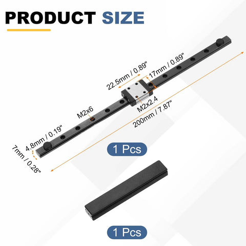 MGN7 200mm linear sliding rail guide with MGN7C carriage block and mini guide for CNC engraving machines and 3D printers