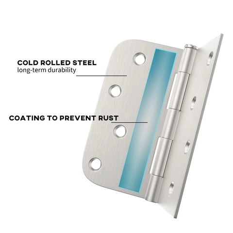 Three Pack Satin Nickel Door Hinges 4 Inch By 4 Inch Iron Hinges With Square And Round Corners Includes 24 Matching Screws
