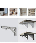 Heavy Duty Stainless Steel Triangle Folding Brackets Set Adjustable Wall Mounted Shelf Brackets For Benches Tables And Tool Stations Space Saving 12 Inch Silver in use