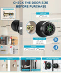 Smart Fingerprint Door Lock With Keypad And App Control 4 In 1 Biometric Door Knob installation guide displaying dimensions and compatibility
