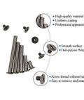 Hardcore No Nonsense Black Chicago Binding Screws M5 Assortment Kit With 80 Pieces showing various sizes and smooth surfaces.
