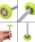 Top Shelf 15 Pack 1.8 Inch Green Nylon Garage Door Rollers Featuring Quiet 6200ZZ Precision Ball Bearings close-up of roller wheel with green nylon.