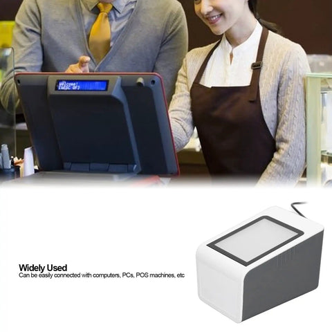 Desktop Barcode Scanner With Fast Identification White USB Wired QR Code Reader for retail payments on counter