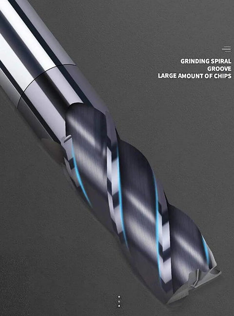 Close-up of 8pcs CNC square-nose end mills, 2–12mm, carbide tungsten steel, straight shank