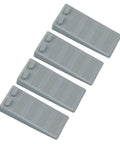 Four gray slim door stopper wedges, non-scratch rubber holders, slip-resistant, stackable for home office school use, flexible floor protector.