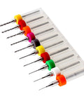 Micro Mini Drill Bits Set 10Pcs for PCB Circuit Board Tungsten Carbide Engraving Tools 0.3mm to 1.2mm in plastic case