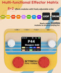 Pocket Desktop Multi Effects Processor For Guitar And Bass With Foot Pedal 125 Effects 10 Simultaneous Modules 40s Looper 100 Drum Patterns Usb Audio Interface Wireless Control Orange, showing front display with knobs and menu screen.