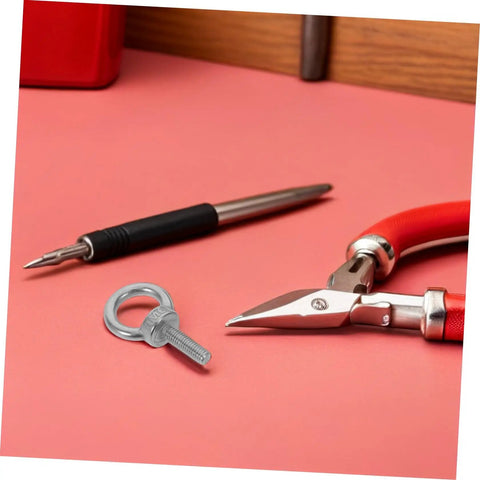 Stainless Steel M6x20 Threaded Eye Bolts With Closed Ring For Heavy Duty Concrete Mounts And Wall Hooks, on coral surface