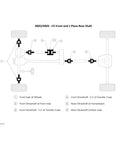 Diagram of 4WD/AWD drivetrain with U Joint Kit 5 3212X 1555WJ Series ISR Universal Joint connections.